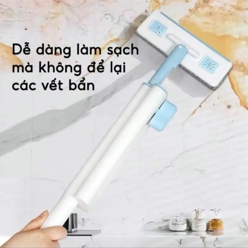 Cây lau bếp tự vắt mini phiên bản mới, lau bếp tiện lợi- dễ dàng vệ sinh không gian bếp, có gạt nước, bàn chải tháo rời cayla umini 3