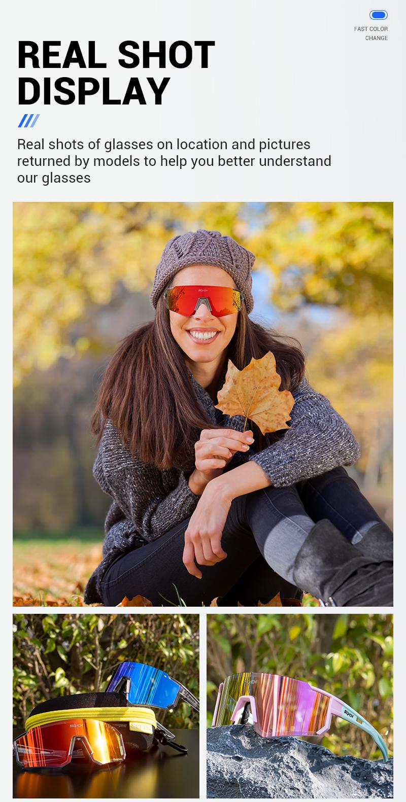 Product Introduction of SCVCN Upgraded Photochromic Outdoor Cycling Glasses UV400 Protection Running Mountaineering Glasses Road Bicycle MTB Goggles Men Women 9