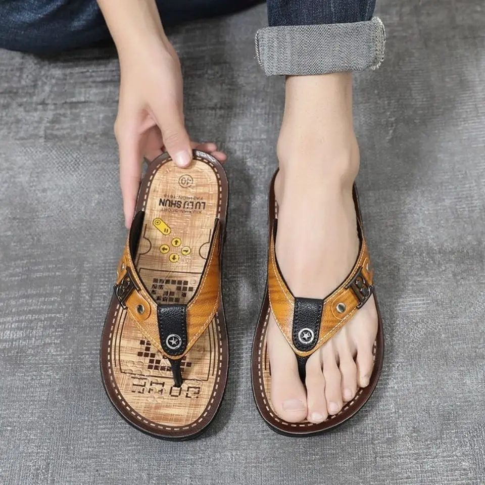 New Summer Men's Flip Flops Korean Style Trendy Home Non-Slip Indoor Fashion Men's Slippers Beach Sandals