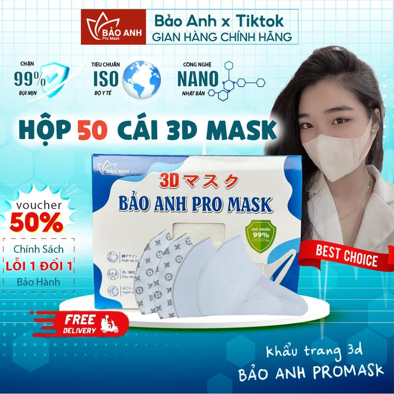 [Combo 100 Cái] Khẩu Trang 3D Bảo Anh Promask 3 lớp kháng khuẩn chống tia UV cao cấp