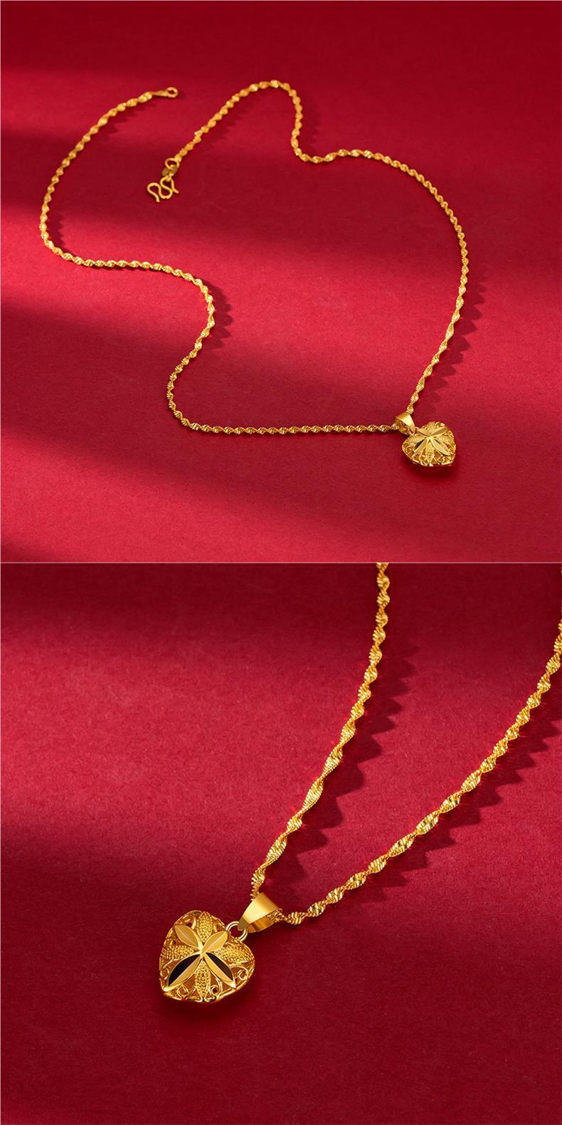 Product Introduction of SOURCE Vietnam Alluvial Gold Necklace Women 999 Pure Gold 18K Gold Plated Bow Flower Pendant Clavicle Chain Gold Plated 6