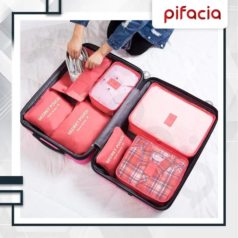 PIFACIA Travel Bag 6 in 1 Storage Set Organizer Penyimpanan Makeup Tas Koper Travel Pouch 1