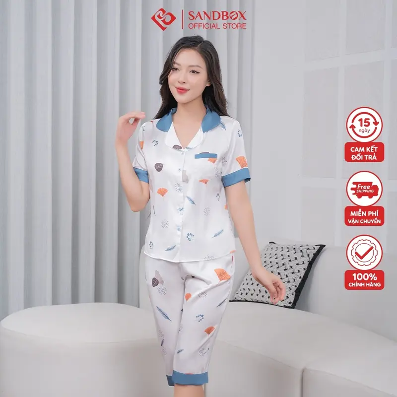 Đồ Bộ Nữ Pijama SANDBOX Chất Lụa Latin Cao Cấp Thiết Kế Họa Tiết Độc Quyền (BLL24005) Women Quần Ngủ Áo Ngủ 3