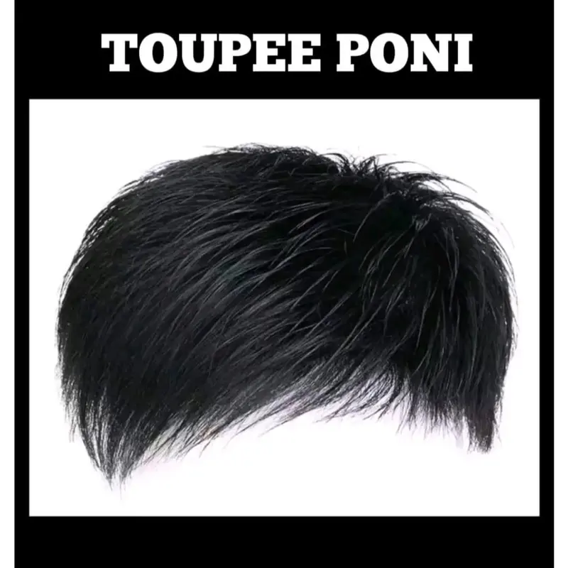 Toupee Rambut Pendek Pria untuk penutup Botak 0