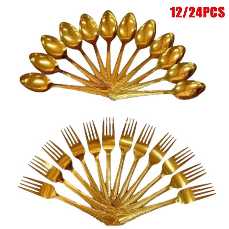 Stainless Gold Steel Tinidor Or Kutsara 24set Pieces Thin Spoon ...