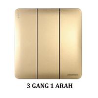Gambar Architech Infinity A63-K03A Gold Sakelar/CETEKAN Lampu 3 Gang 1 Arah - 3GANG 1ARAH dari ARCHITECH INDONESIA Kota Administrasi Jakarta Utara 3 Tokopedia