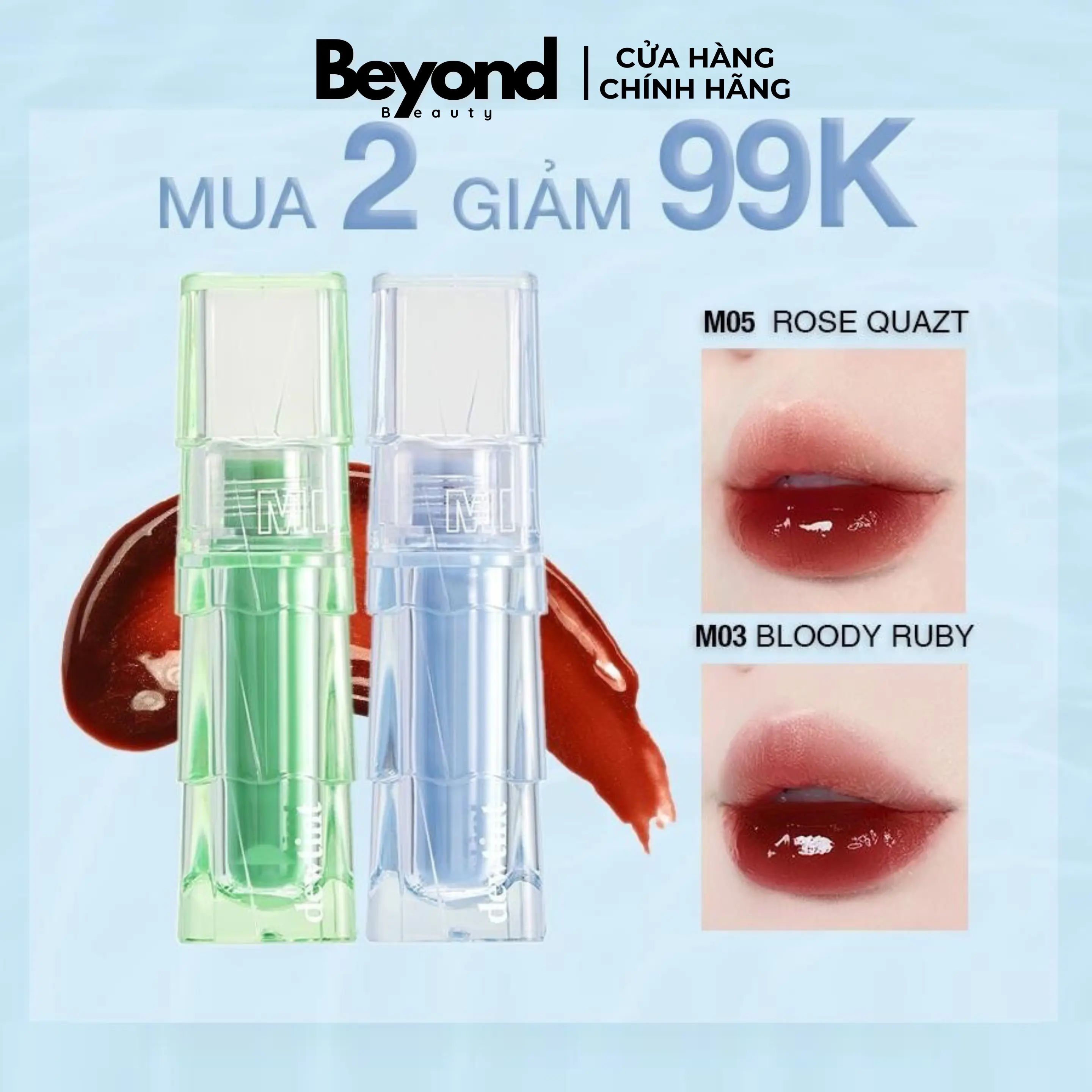 [MUA 2 TÍNH TIỀN 1] Son Kem Bóng Thạch Nước Thuỷ Tinh Luscious Glassy Dew Tint