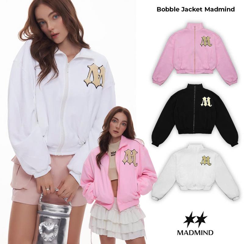 Áo Khoác Tay Dài Thêu Logo Sang Trọng Bobble Jacket Madmind - Màu Trắng Đen Hồng