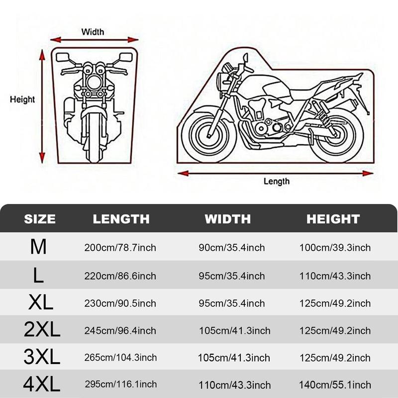 Product Introduction of Motorcycle Cover, Waterproof Motorcycle Protective Cover, All-weather Sun-proof Dust-proof Snow-proof UV-proof Motorcycle Cover with Lock Hole Storage Bag 1