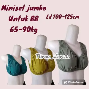 isi 5 pcs Miniset jumbo XXL, untuk BB 65-90kg, bahan perca,tanpa busa polos dan motif Dewasa Wanita Bh Bra