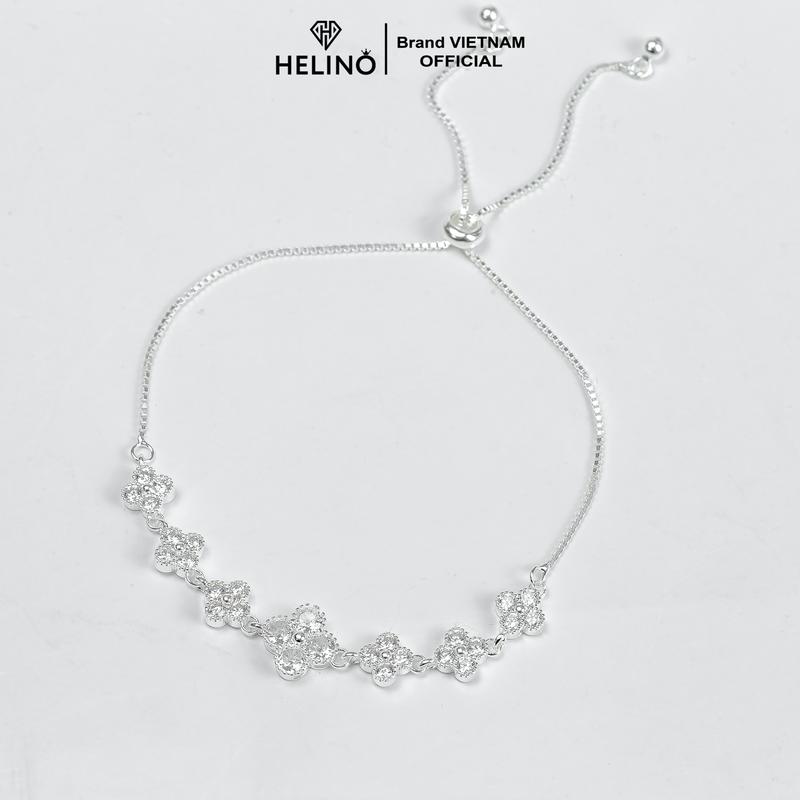 Lắc tay bạc nữ HELINO dây rút dải hoa đính đá xinh xắn V22