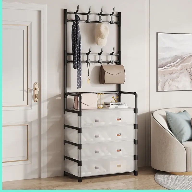 Kệ để giày dép 5 tầng, có lắp che chống bám bụi kết hợp móc treo đồ thông minh tiện dụng  Lắp Ráp