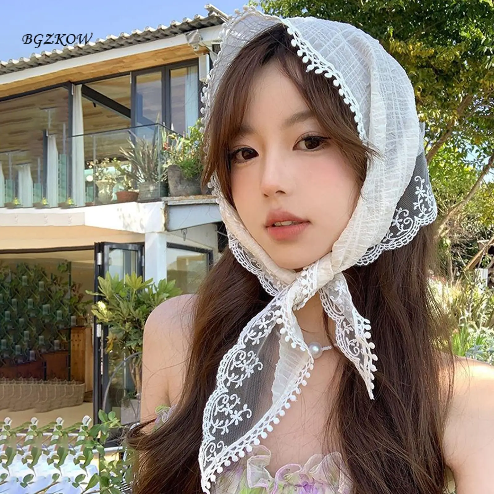 Wide Elastic Lace Headband fo Women Stretch Lace Head Coverings for Women Travel Photography