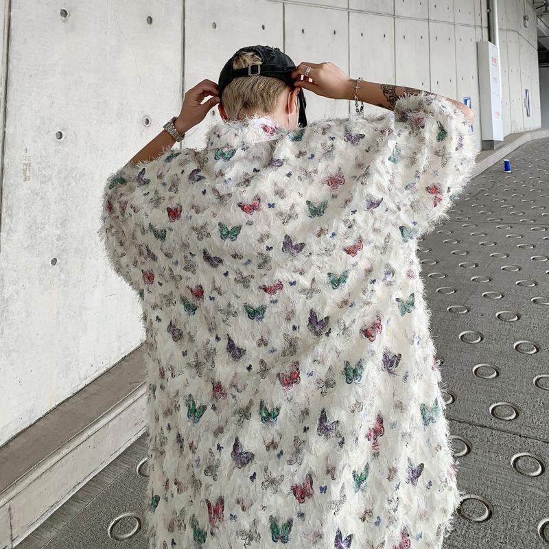 Product Introduction of Summer Design Butterfly Three-Dimensional Tassel Shirt Short Sleeve Men's Niche Vintage Shirt Coat Fashion Brand Couple's Tops 6