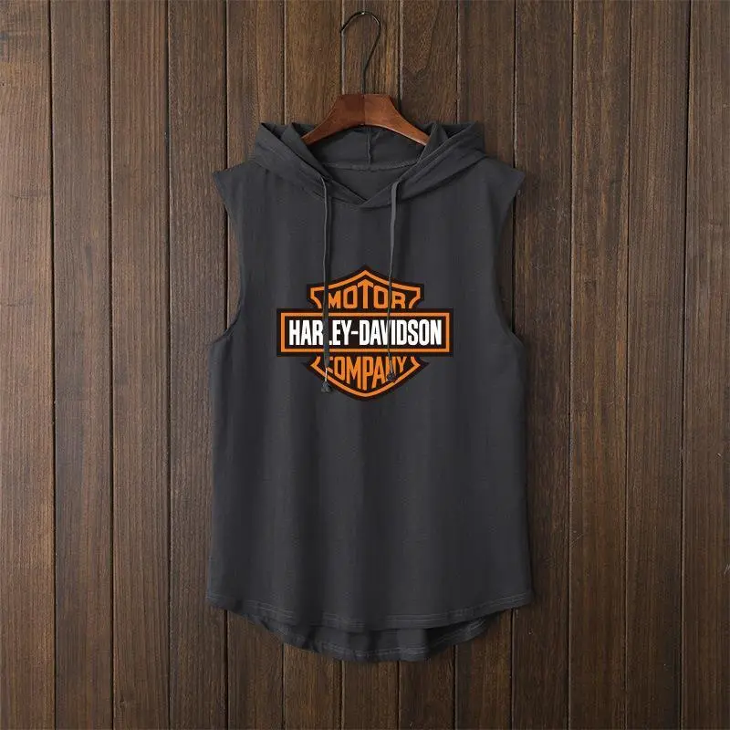 Áo Thun Áo Ghi Lê Đua Xe Câu Lạc Bộ Xe Máy Harley, Không Tay, Quần Áo Mới, Áo Ghi Lê Có Mũ Trùm Đầu Dành Cho Nam