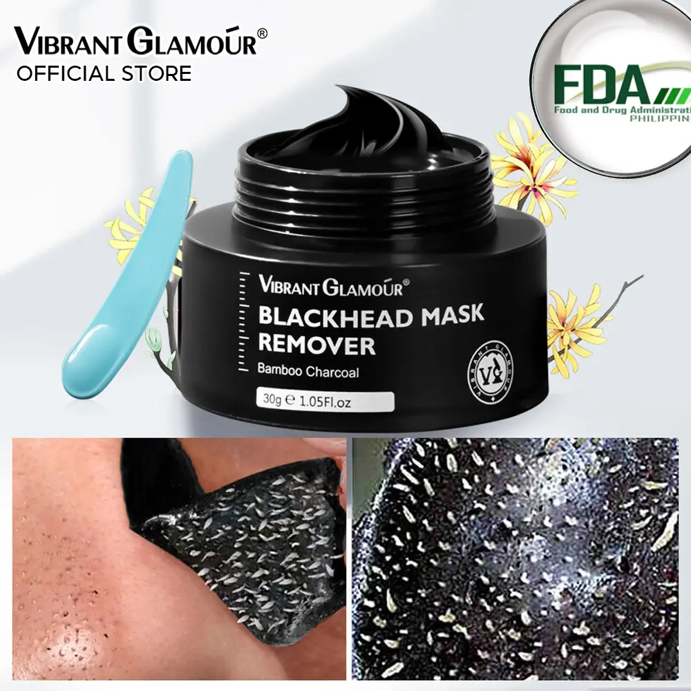 VIBRANT GLAMOUR FDA Charcoal Blackhead Remover Nose Face Mask New Bamboo Salicylic Acid Deep Cleansing Shrink Pore White Heads Pimple Remover black head remover pimple remover blackheads and white heads remover Skin Care Products 30g