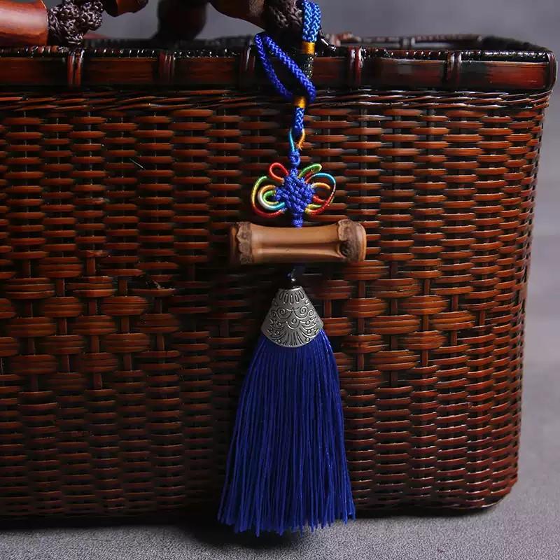 Móc treo tua rua đính Trúc Quý Phi với mặt kim loại bạc cổ trang  , Charm cho túi xách Nữ quý phái Women Len 7