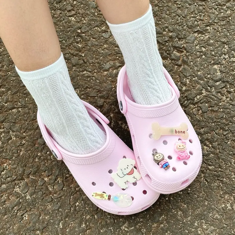Dép Sục Cro.ss Classic Màu Hồng Dâu Hàng Chuẩn Kèm 6 jibit Nữ 6