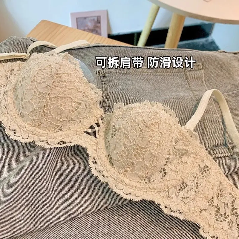 Áo Ống, Đồ Lót Không Dây, Dành Cho Phụ Nữ, Mỏng Và Lưng Ren, Bộ Áo Ngực Phong Cách Pháp Gợi Cảm, Thích Hợp Cho Mùa Hè 2024, Áo Ngực 4