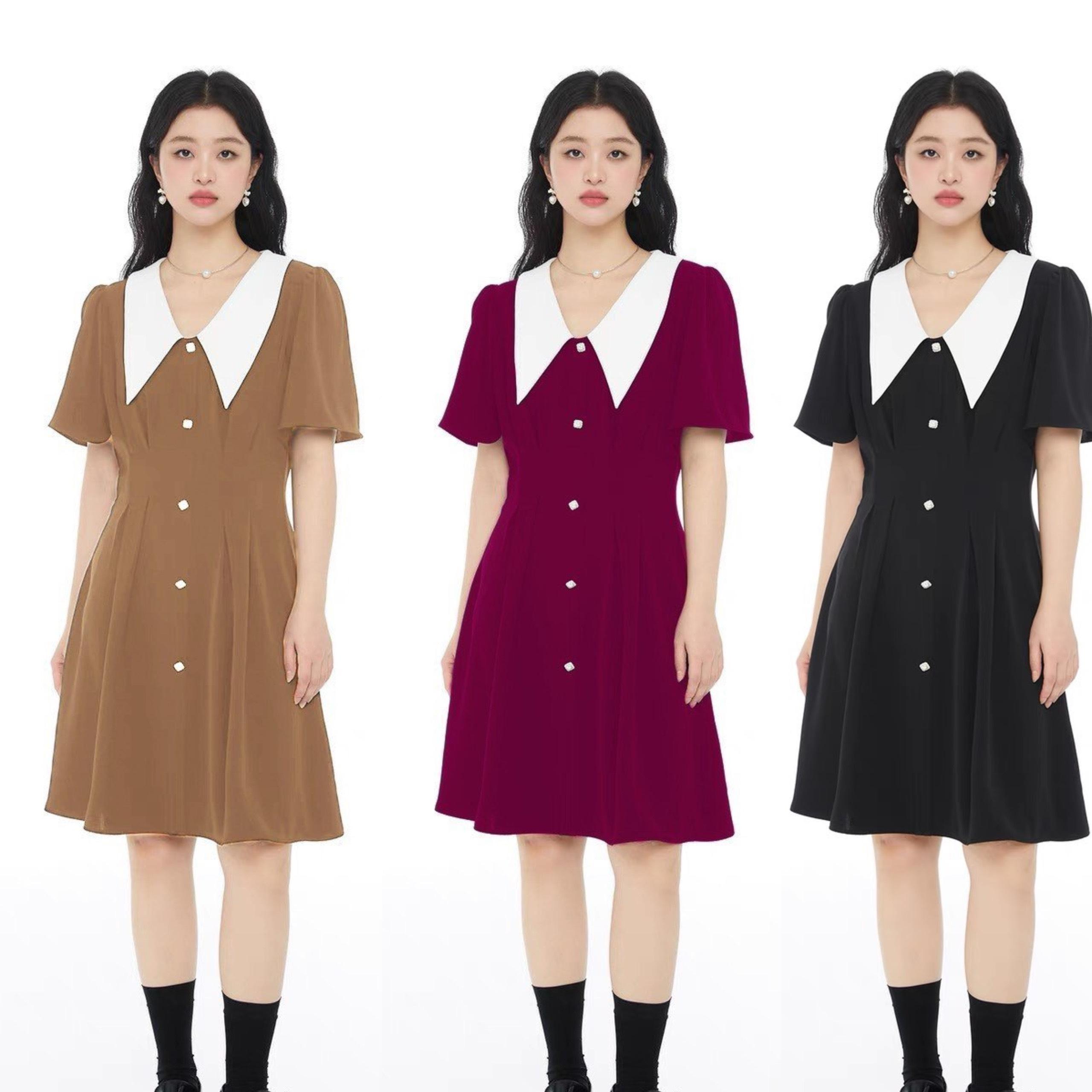 Thời Trang Bigsize Váy Dự Tiệc 50 - 100Kg Vải Cotton Lạnh Cao Cấp Thanh Lịch Nữ Dress Đen Women Voan