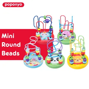 Poponyo Mainan Kayu Anak Mini Round Beads Mainan Alur Kawat Kecil Wire Maze Game
