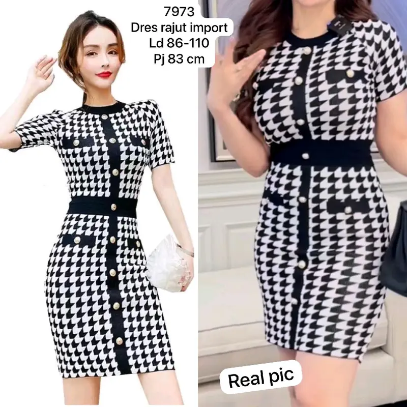 M&V SHOP DRES RAJUT IMPORT 7973 MV Casual Fit Terusan 0