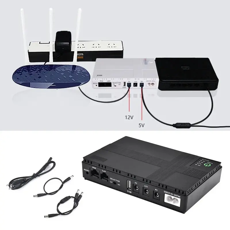 Mini UPS Router Optical Cat Adapter Uninterruptible Power Supply DC Backup Power