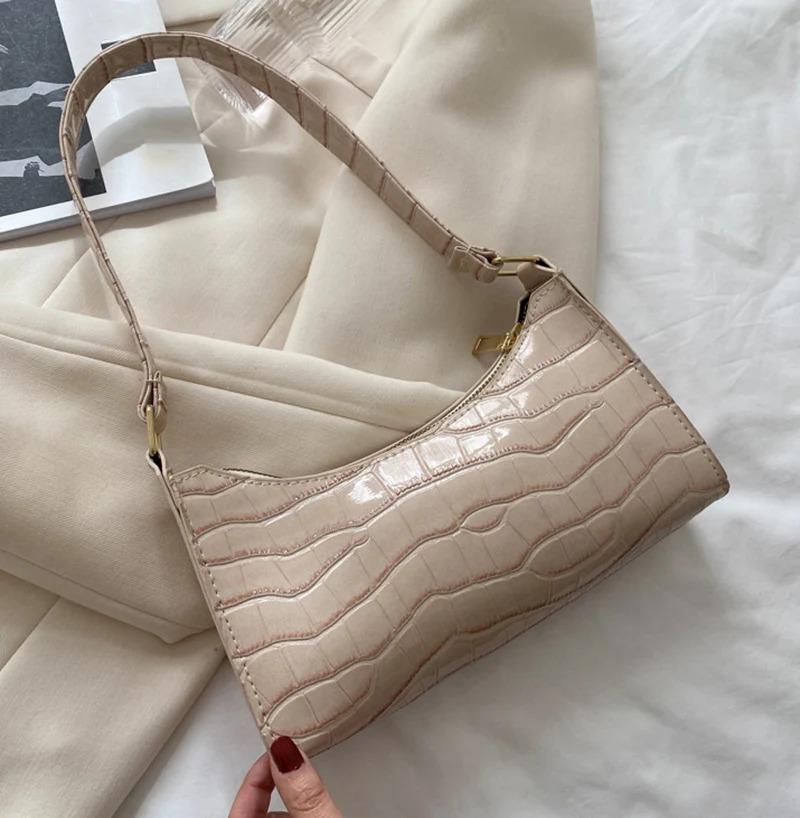 Product Introduction of Fashion PU Leather Bags for Women Alligator Pattern Armpit Handbag Female Small Underarm Messenger Bag Purse 12