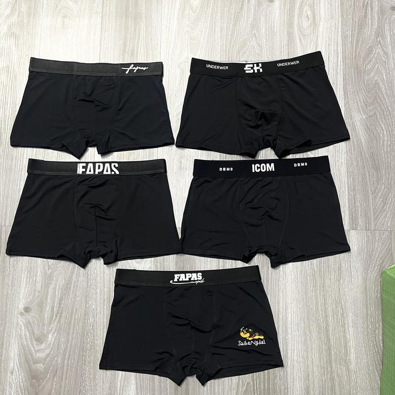 Combo 5 quần sịp đùi nam full đen mix mã chất liệu thun lạnh co giãn 4 chiều, Quần Boxer vải mềm mát mặc thoải mái, quần lót nam nhiều cạp khác nhau dệt bền đẹp, quần xì nam cao cấp Menswear