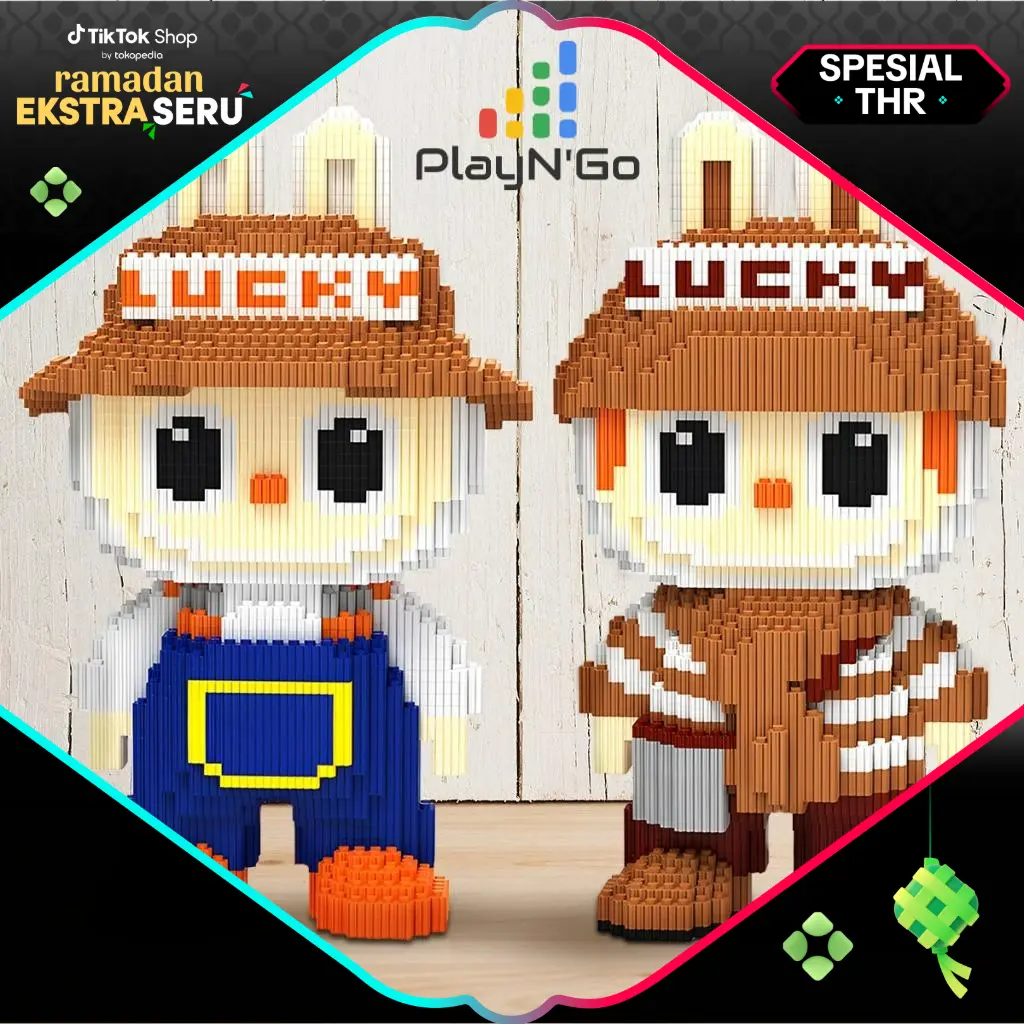 ORIGINAL Nano Blocks LABUBU Toffee Series 3D Model, Mainan Blok Susun Bricks LABUBU, Blok Konstruksi DIY Bricks Magic Block Anime Figure Dekorasi Hiasan Karakter Animasi, Hadiah Kado Anak