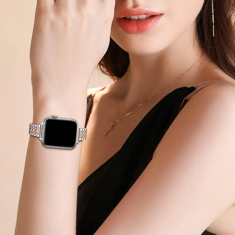 Stainless Steel Watch Band (Band Only), Fashionable Watch Band for Women, Watch Band for Apple Watch Series 9 8 7 6 5 4 3 2 1 SE 4