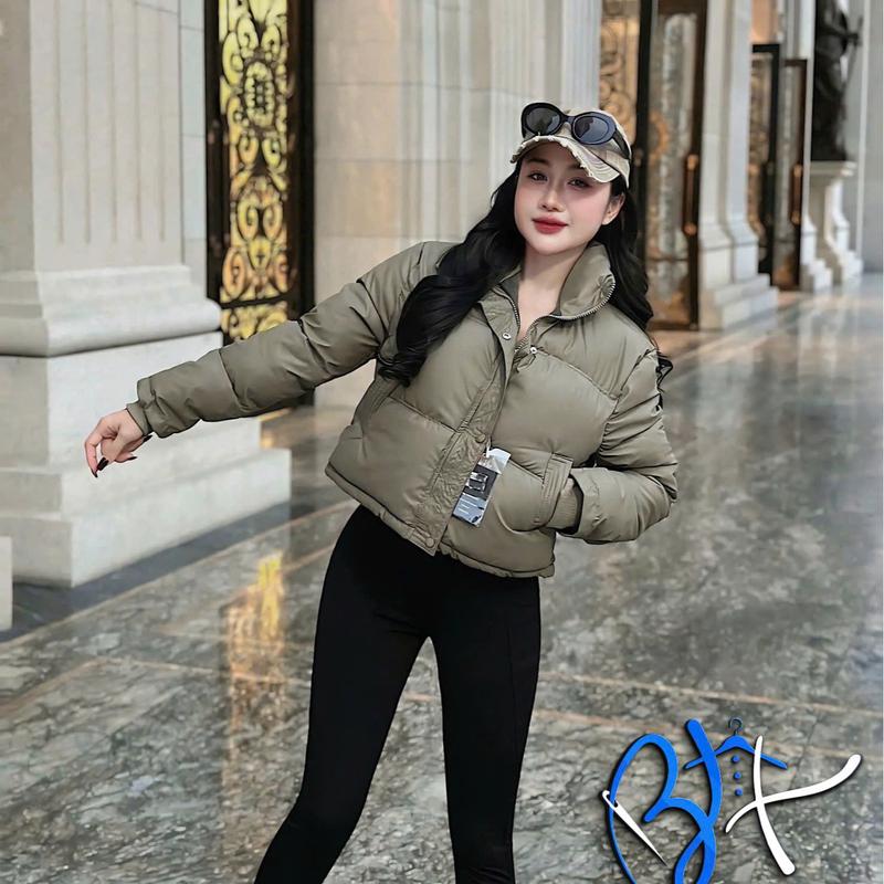Áo phao nữ tay dài chất liệu nhung pha da dày dặn cao cấp, cực ấm A510 Women Top Jacket 1