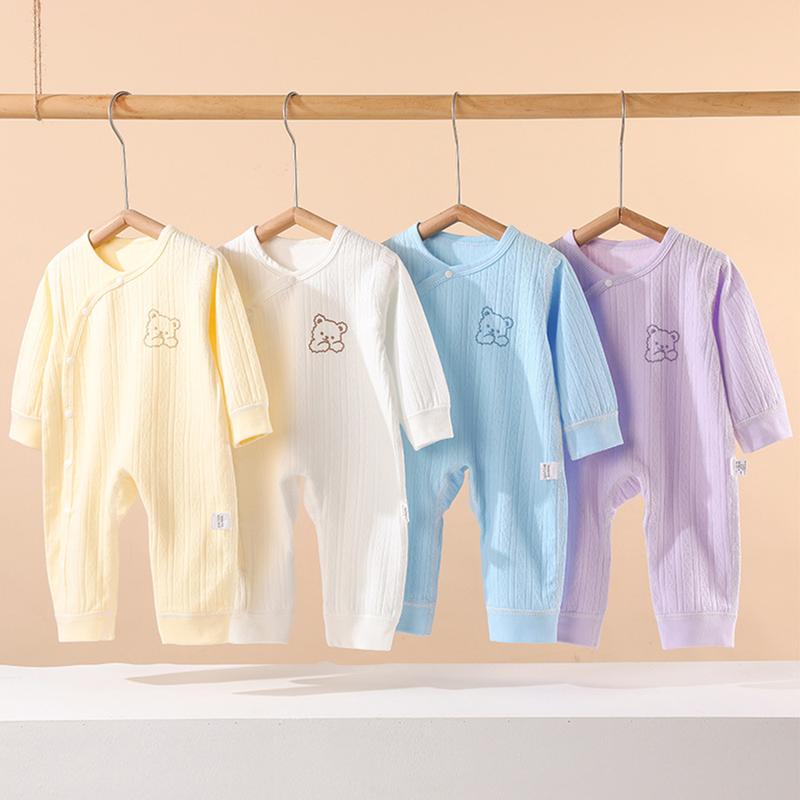 Áo liền quần cho bé sơ sinh, Jumpsuit cho bé trai bé gái 3-14kg vải sợi bông ấm áp, cúc bấm chắc chắn hàng QC cao cấp phù hợp mùa thu đông _ BD119