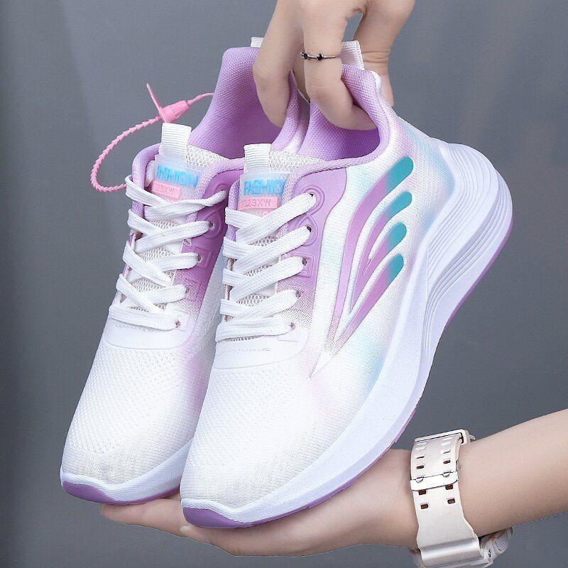 Giày Chạy Bộ Nữ, Nhẹ, Hàng Mới Về, Siêu Nhẹ, Lưới Flyknit Siêu Mềm, Đế Chống Trượt, Chống Mài Mòn, Thích Hợp Sử Dụng Hàng Ngày Và Vận Chuyển Ngoài Trời 0