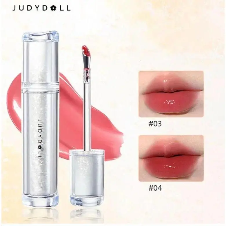 Judydoll Ice Iron Lip Glaze Lipsticks Non-Stick Cups Mirror Shine Watery Lip Lotion Metal Brush Head Makeup Cosmetics Gloss Lipgloss Glossy Lip Care