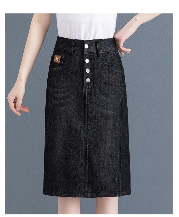 Product Introduction of New Muslim Women'S Short Skirt, Jeans, Fashionable And Versatile High Waisted Denim Skirt, Women'S Bag, Hip Button Skirt, Long Skirt ankle  length  denim  skirt 14