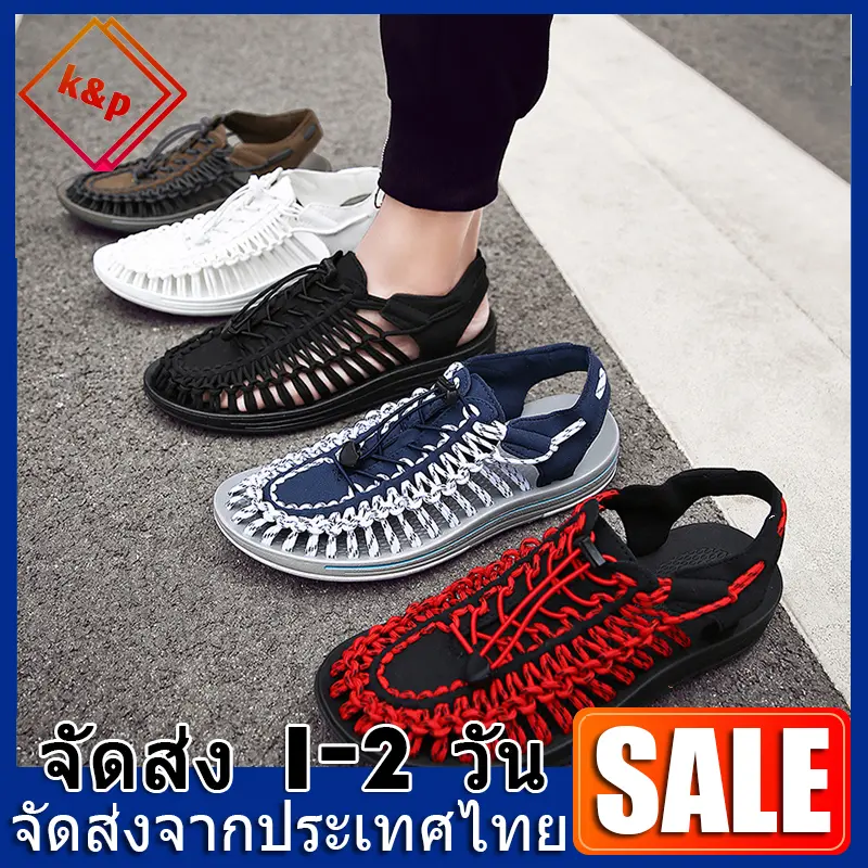 K,เหล็ง 【จัดส่งตลอด 24 ชั่วโมง】ไทย ส่ง- แบรนด์ Ken รองเท้าแตะชายหาดสําหรับผู้ชายยามว่าง 2023 ขนาดระบายอากาศ 35-44 รองเท้าแตะรัดส้น