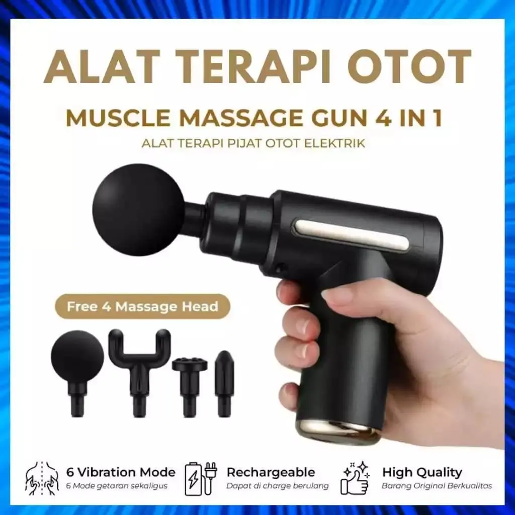 Deep Tissue Electric Massage Gun, 4-in-1 Smart Mini Massager for Muscle Relaxation, Pain Relief, Body Slimming, and Fascia Therapy – Portable, USB Rechargeable, Multi-Function Massage Gun for Home and Gym Use,Pijat Serbaguna Alat Relaksasi Otot