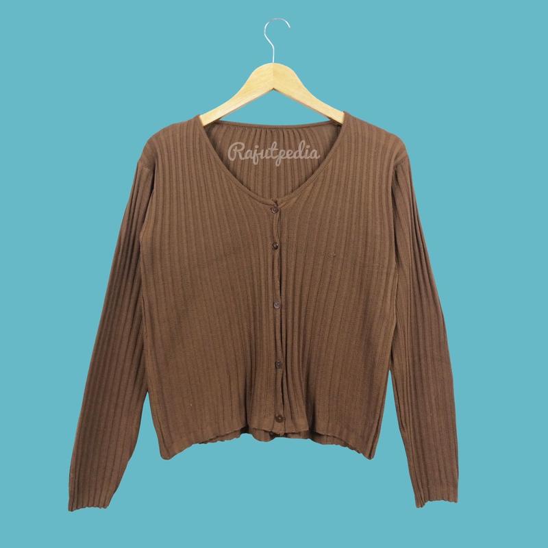 Product Introduction of Cardigan Rajut Crop Top Long Sleeve Kancing Baju Wanita Knitwear Tangan Panjang Sweater Atasan Lembut 5