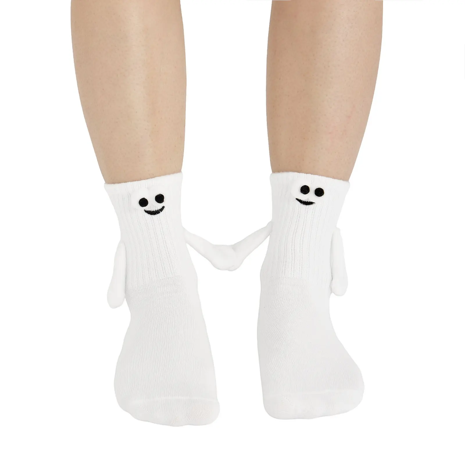 Couple Novelty Socks Cartoon Magnetic Holding Hands Socks Cute Elastic Walking Socks for Women Men Clothing Accessory