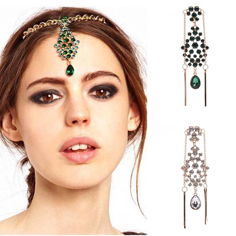 Product Introduction of Women Hair Clip Beads Flower Drop Hair Pins Forehead  Hair Clip Hairpins 15