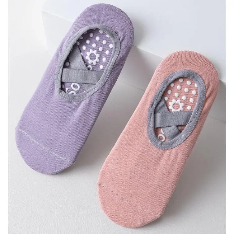 KK190 Kaos Kaki Wanita Yoga Anti Slip Cross Gym Fitness Women Socks 6
