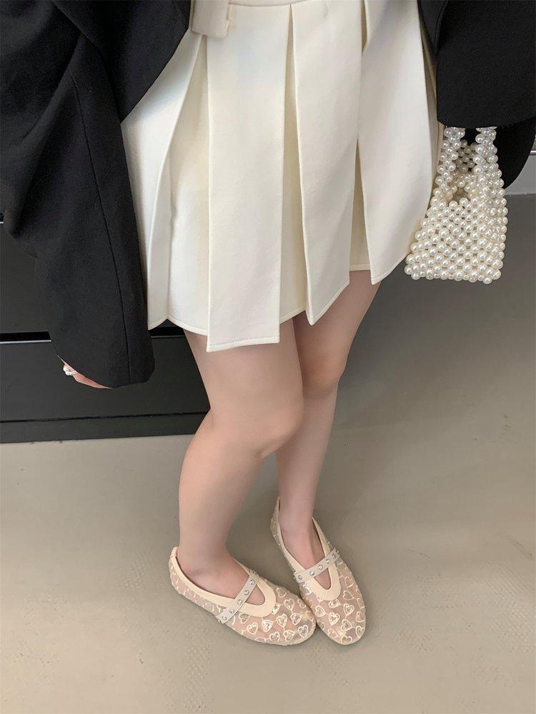 Product Introduction of Flat Shoes for Women Round Toe Mesh Soft Sole Slip-On Fashion Mary Jane Shoes Sizes 35-40 36