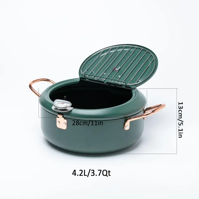 Stainless Steel Deep Frying Pan with Lid, 1 Count Non-stick Deep Fryer with Oil Drip Filter Rack for Fried Chicken, Kitchen Gadgets 1