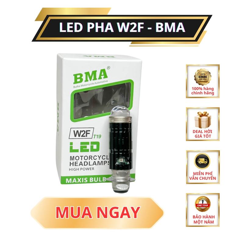 (Tặng Hậu AUDI VIP) Đèn Pha Bi Cầu W2F BMA - 30W Chân Bóng M5 Cos Trắng Pha Vàng Lắp Dream, Wave Nhỏ, Fu1...