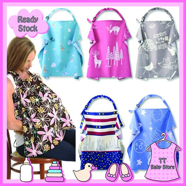 Breastfeeding Nursing Cover Cotton Apron Shawl Cloth Blanket kain menyusu with cover beg