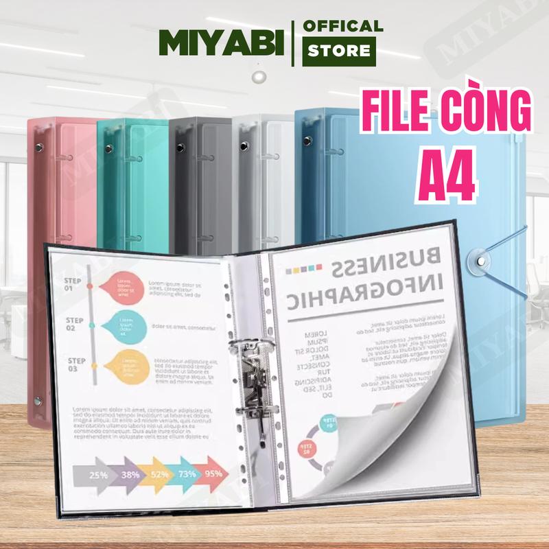 Bìa còng a4 file lá đựng tài liệu văn phòng phẩm túi đựng tài liệu a4 bia hồ sơ kẹp giấy - MIYABI