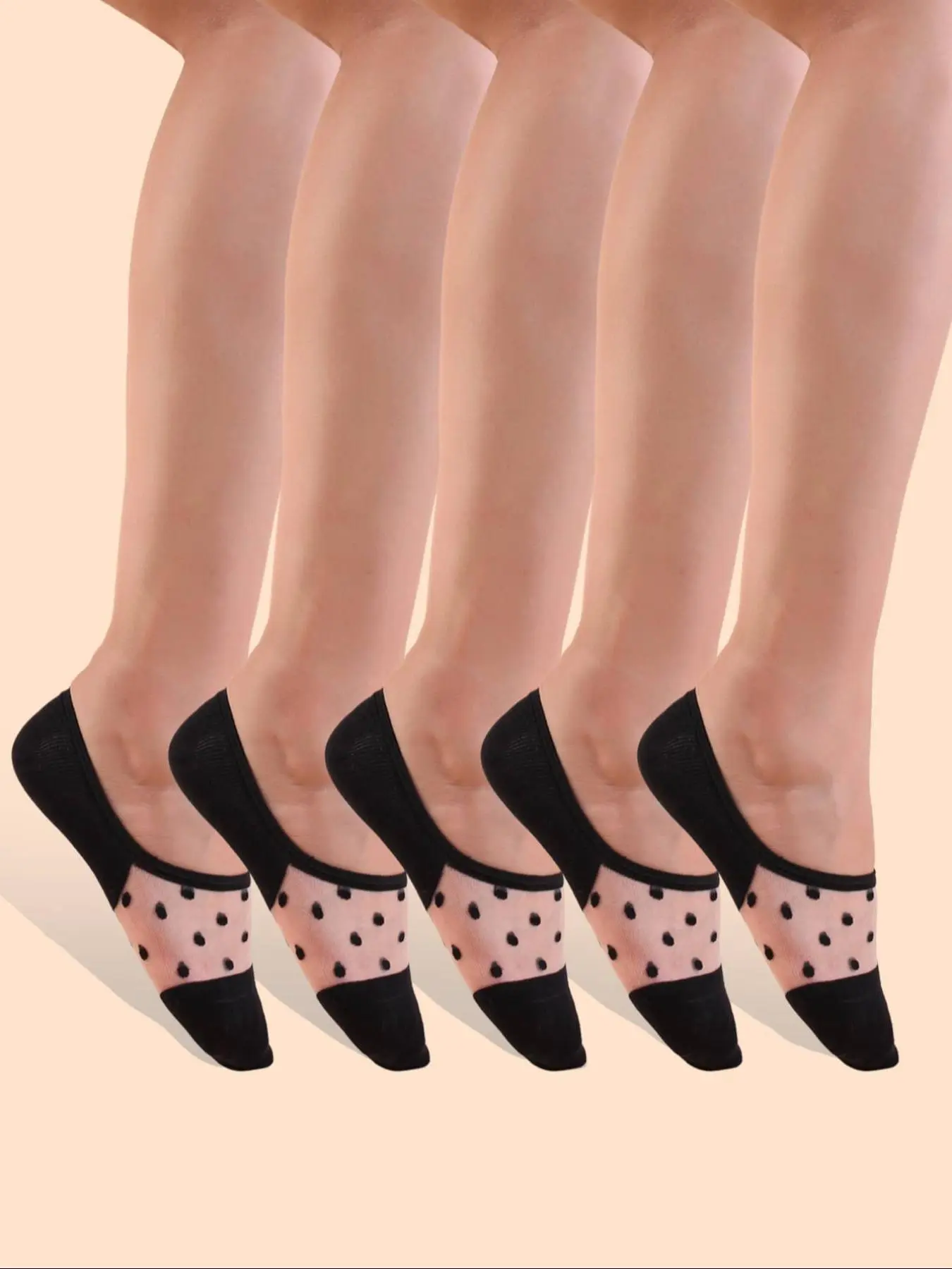 Women's Polka Dot Pattern Contrast Mesh Ankle Socks, Casual Moisture Wicking Low Cut Socks, Soft Comfy Breathable Socks for All Seasons Daily Wear