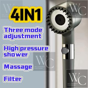 4IN1 Pancuran Tekanan Tinggi Satu Klik Air Stop Kepala Mandi Pegang Tangan 3 mod Urut air laras High Pressure Shower Head Set 3 Mode One Click Stop Switch Water Saving Multifunctional Handheld Bathroom