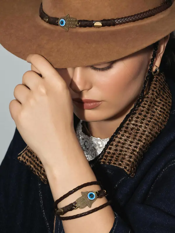 Women's Cowboy Style Bracelet & Hat Chain, Boho Style Jewelry Set for Women & Girls, Trendy All-match & Exquisite Jewelry for Birthday Gift 4